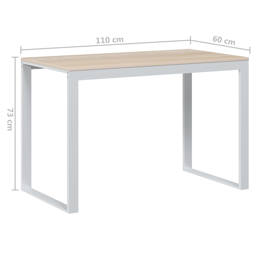 vidaXL Bureau blanc et aspect chêne 110x60x73 cm Bois d'ingénierie