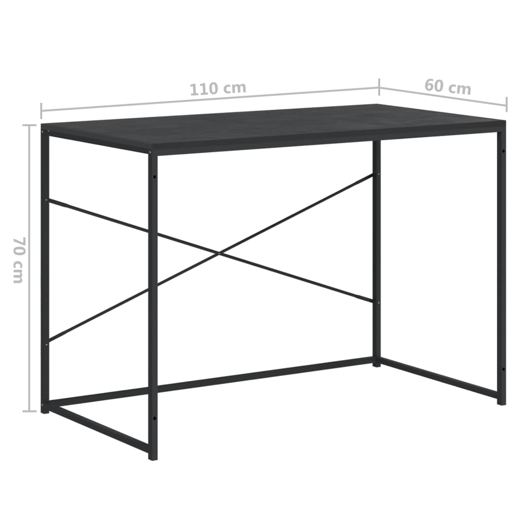 vidaXL Bureau noir 110x60x70 cm en bois d'ingénierie