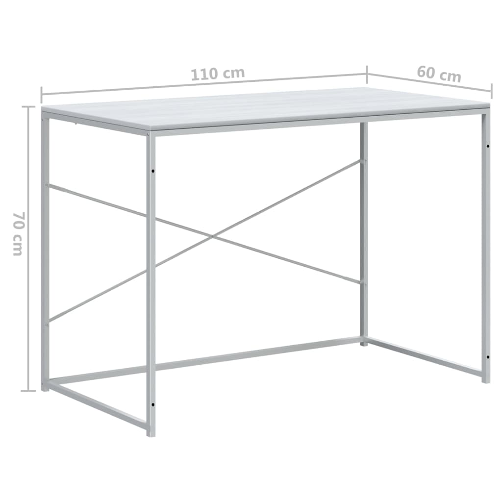 vidaXL Bureau informatique blanc 110x60x70 cm Bois d'ingénierie