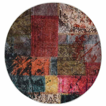 vidaXL Tapis lavable Patchwork multicolore Ø 120 cm Antidérapant