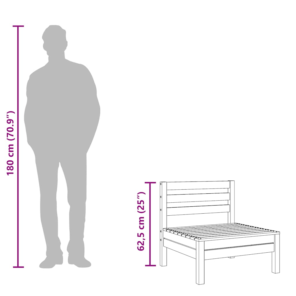 Garten-Mittelsofa Weiß Massivholz Kiefer