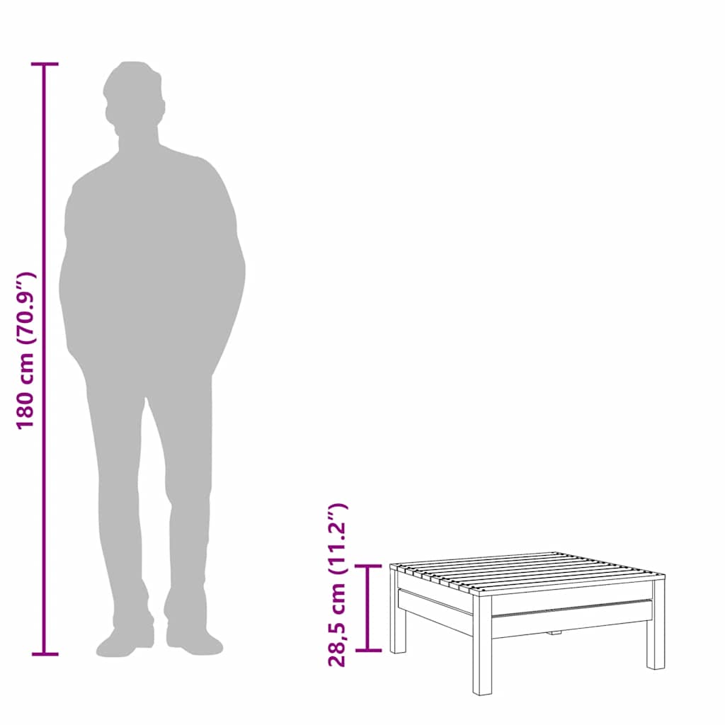 vidaXL Tabouret de jardin noir en pin massif