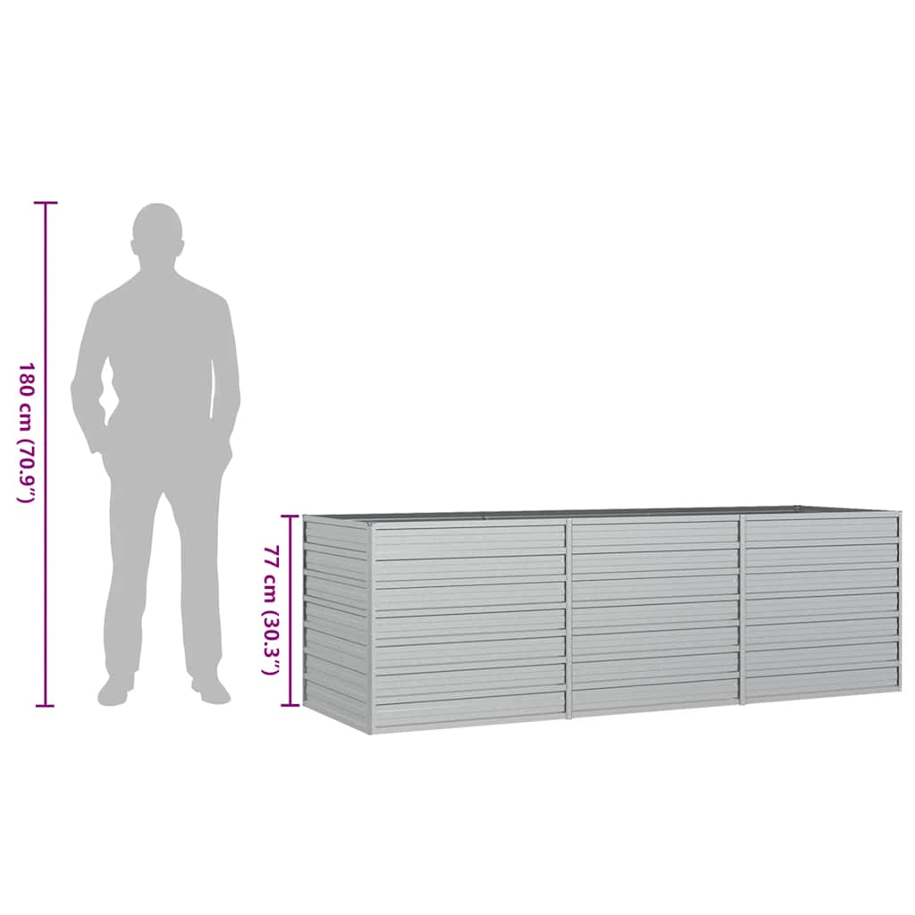 Garten-Hochbeet 240x80x77 cm Verzinkter Stahl Silbern