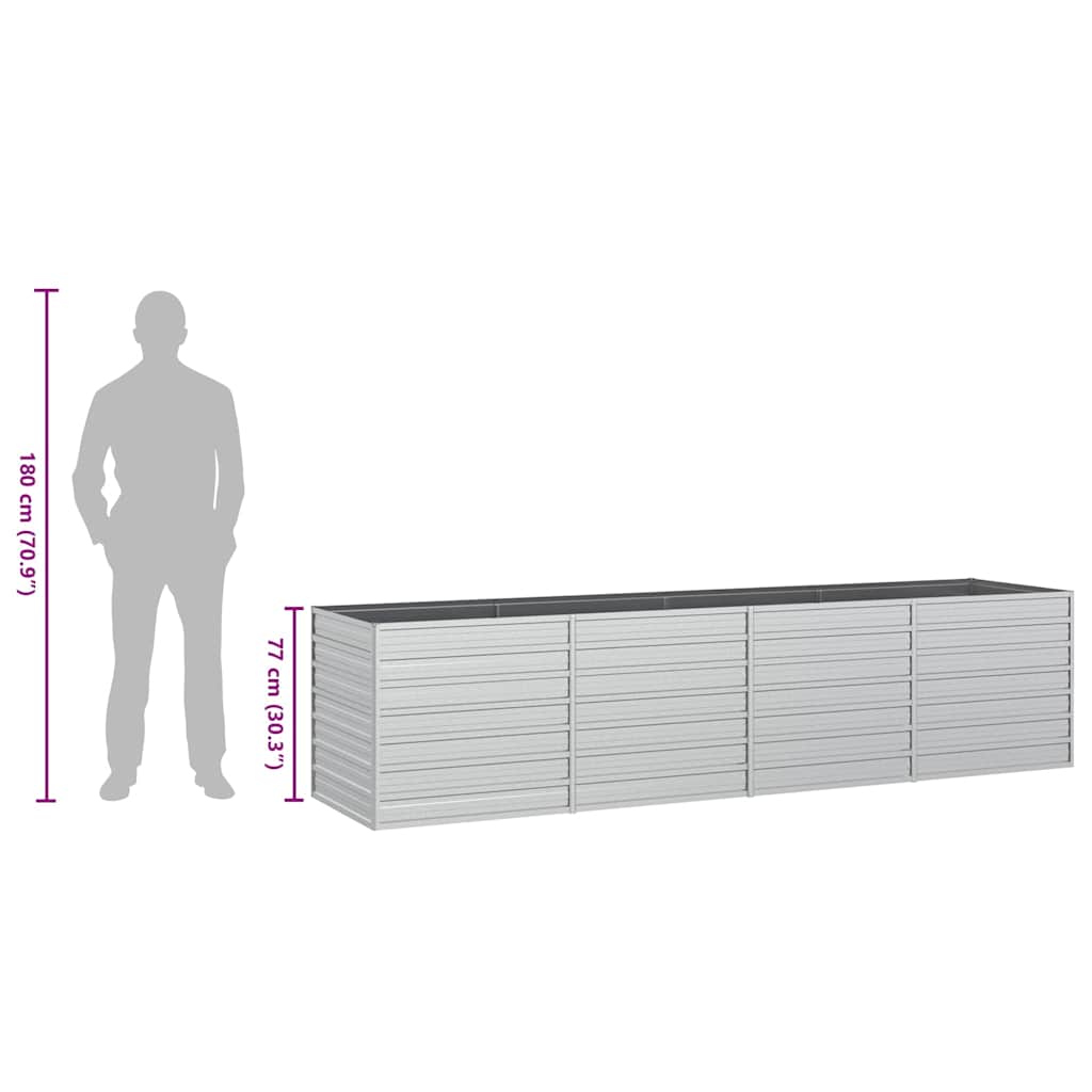 vidaXL Jardinière surélevée de jardin 320x80x77 cm Acier galvanisé Argenté