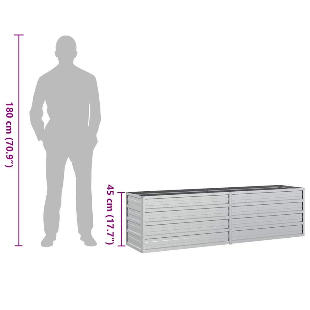 vidaXL Garten-Hochbeet 160x40x45 cm Verzinkter Stahl Silber