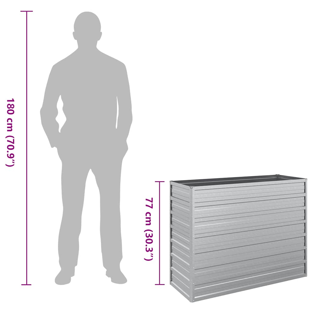 vidaXL Garten-Hochbeet 100x40x77 cm Verzinkter Stahl Silber