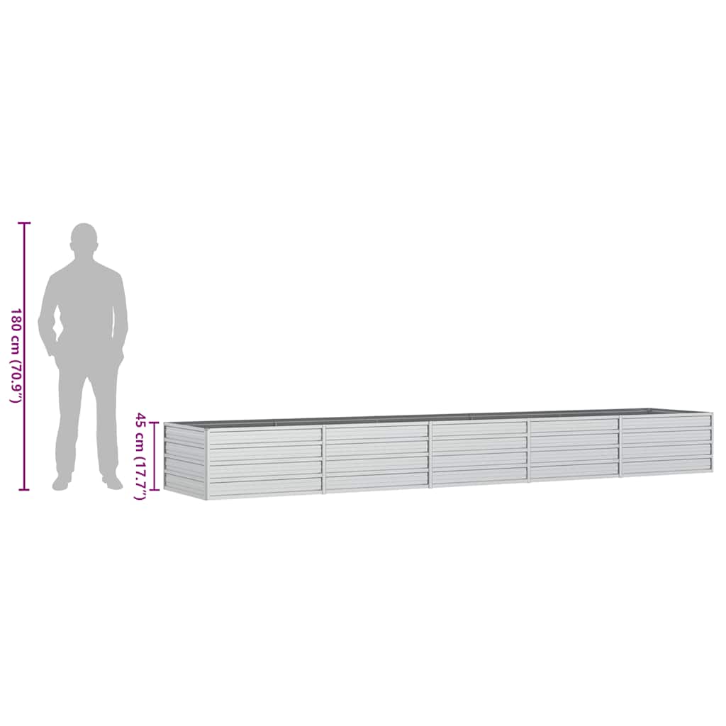 vidaXL Garten-Hochbeet 400x80x45 cm Verzinkter Stahl Silber