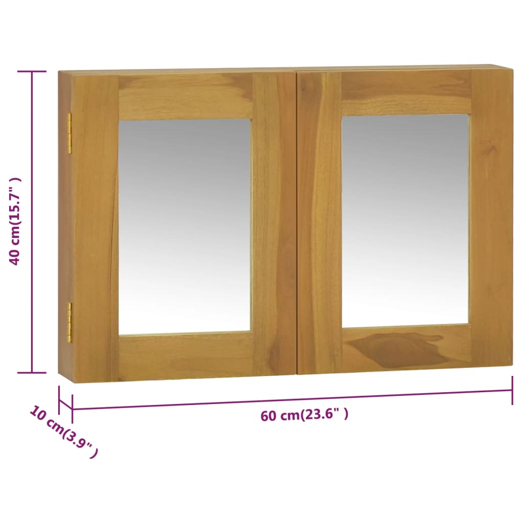 vidaXL Spiegelschrank 60x10x40 cm Massivholz Teak