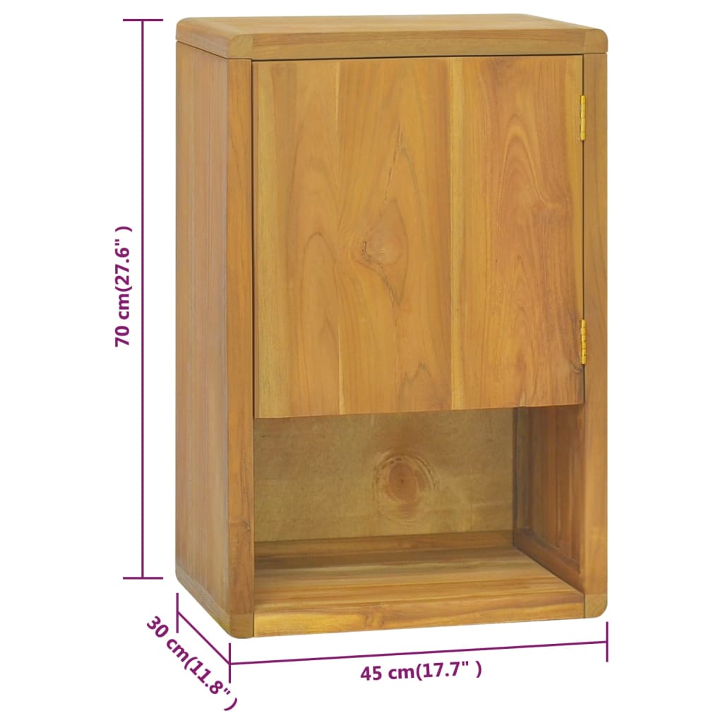 vidaXL Wand-Badschrank 45x30x70 cm Massivholz Teak