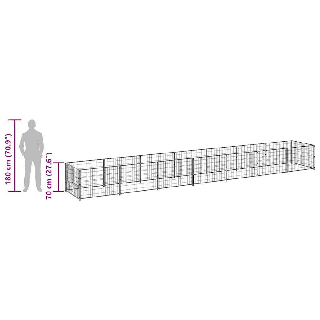 Hundezwinger Schwarz 7 m² Stahl