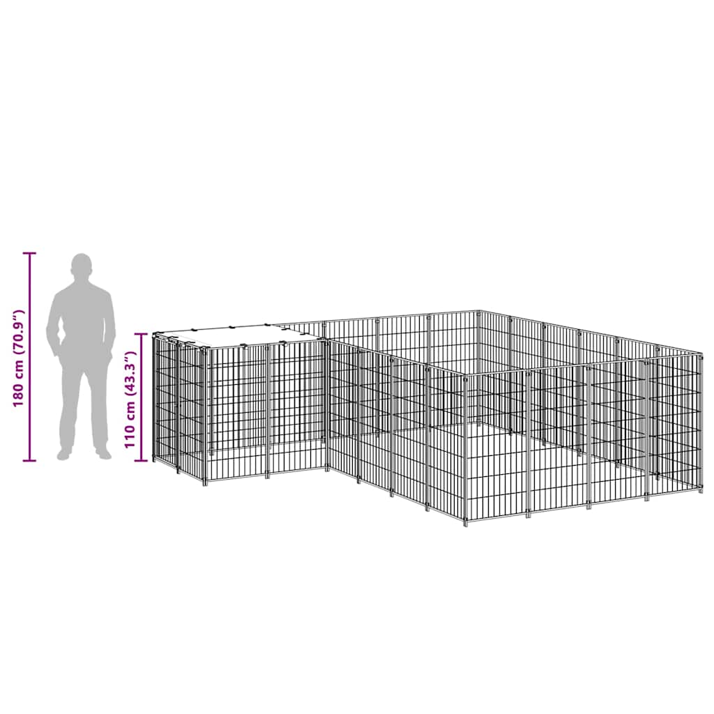 Hundezwinger Silbern 8,47 m² Stahl