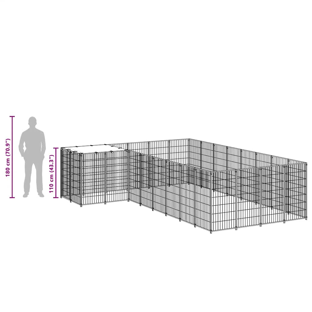 Hundezwinger Schwarz 10,89 m² Stahl