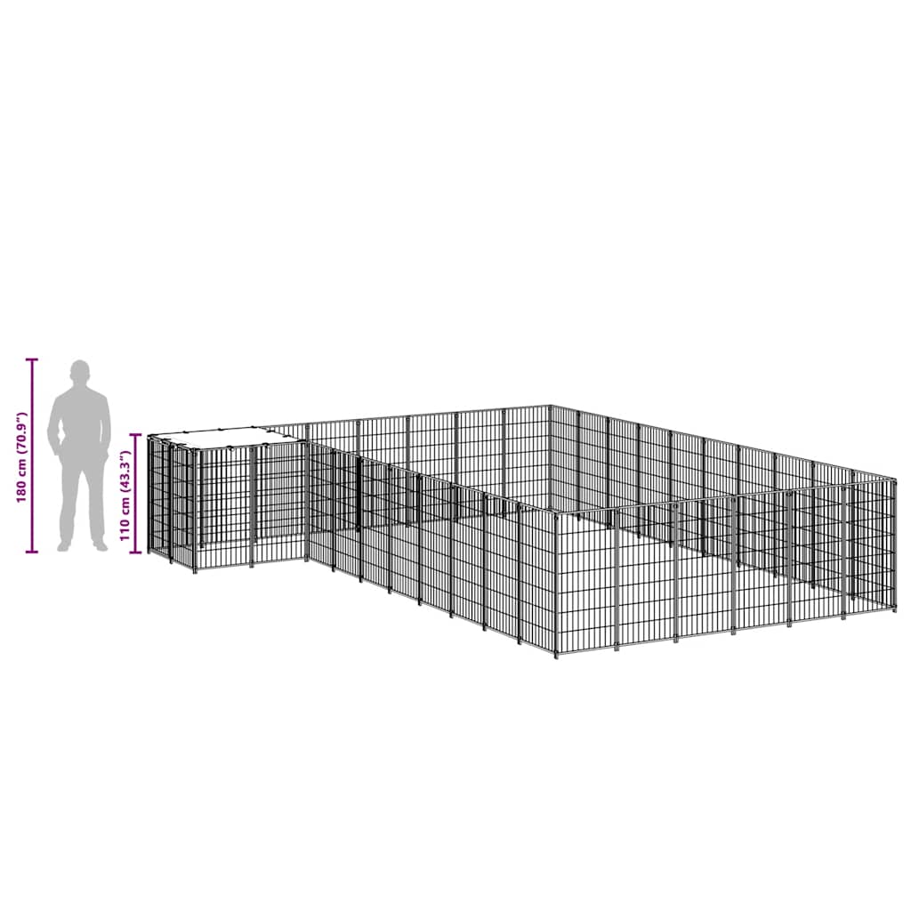 Hundezwinger Schwarz 19,36 m² Stahl