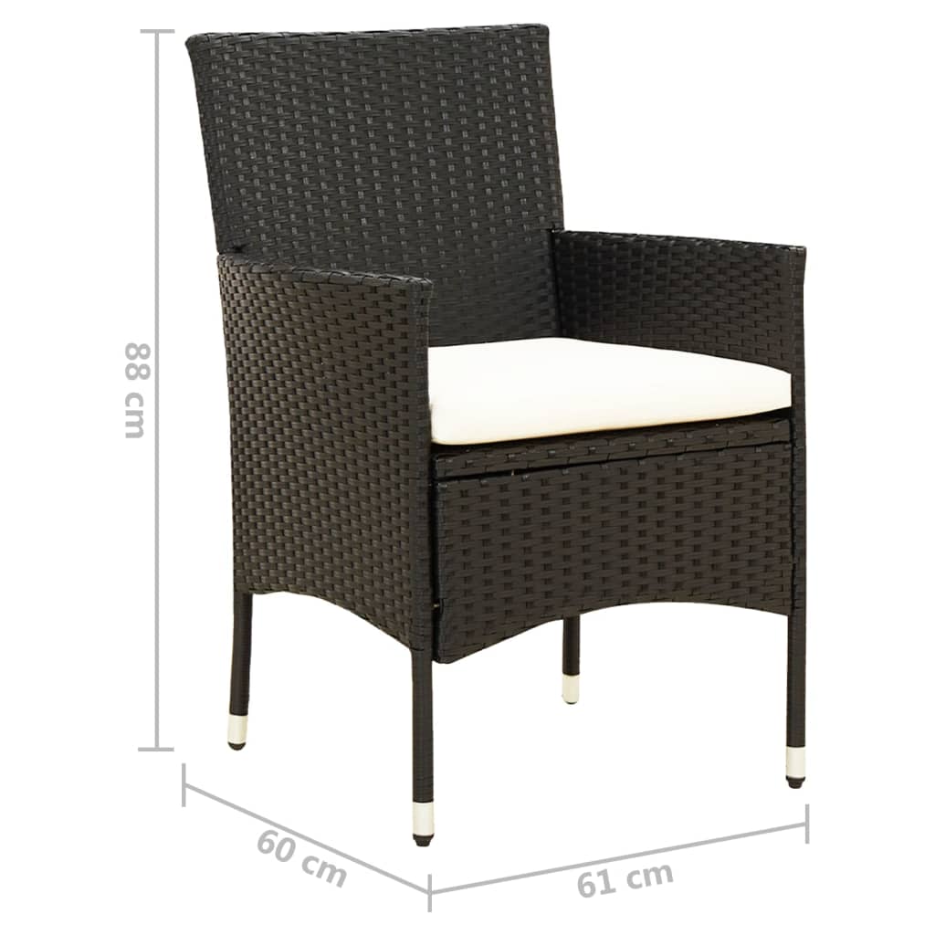 vidaXL Chaises de jardin avec coussins 2 pcs Résine tressée Noir