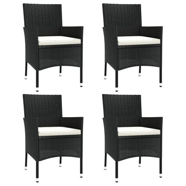 vidaXL Gartenstühle mit Kissen 4 Stk. Poly Rattan Schwarz