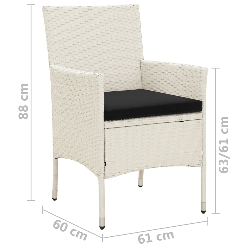 vidaXL Chaises de jardin avec coussins 4 pcs Résine tressée Blanc