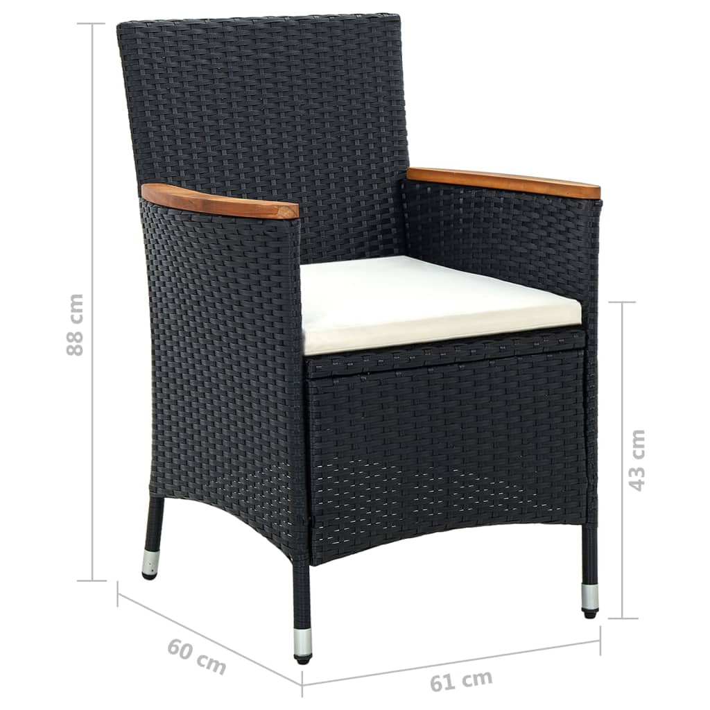 vidaXL Garten-Essstühle 4 Stk. Poly Rattan Schwarz