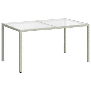 vidaXL Gartentisch 150x90x75 cm Gehärtetes Glas Poly Rattan Weiß