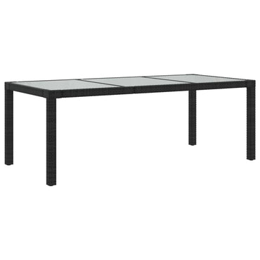 vidaXL Gartentisch Schwarz 190x90x75 cm Gehärtetes Glas Poly Rattan