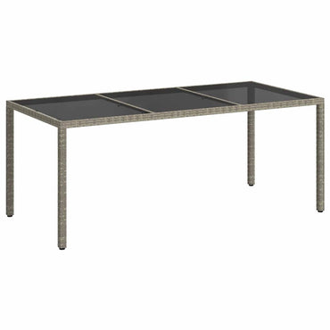 vidaXL Gartentisch Grau 190x90x75 cm Gehärtetes Glas und Poly Rattan