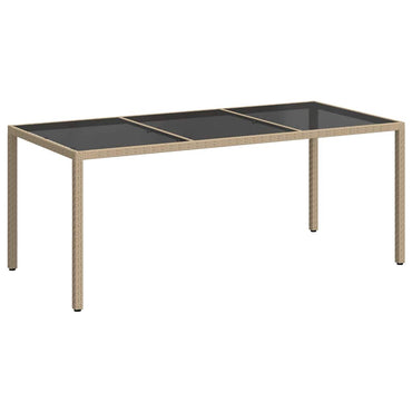 vidaXL Gartentisch Beige 190x90x75 cm Gehärtetes Glas und Poly Rattan