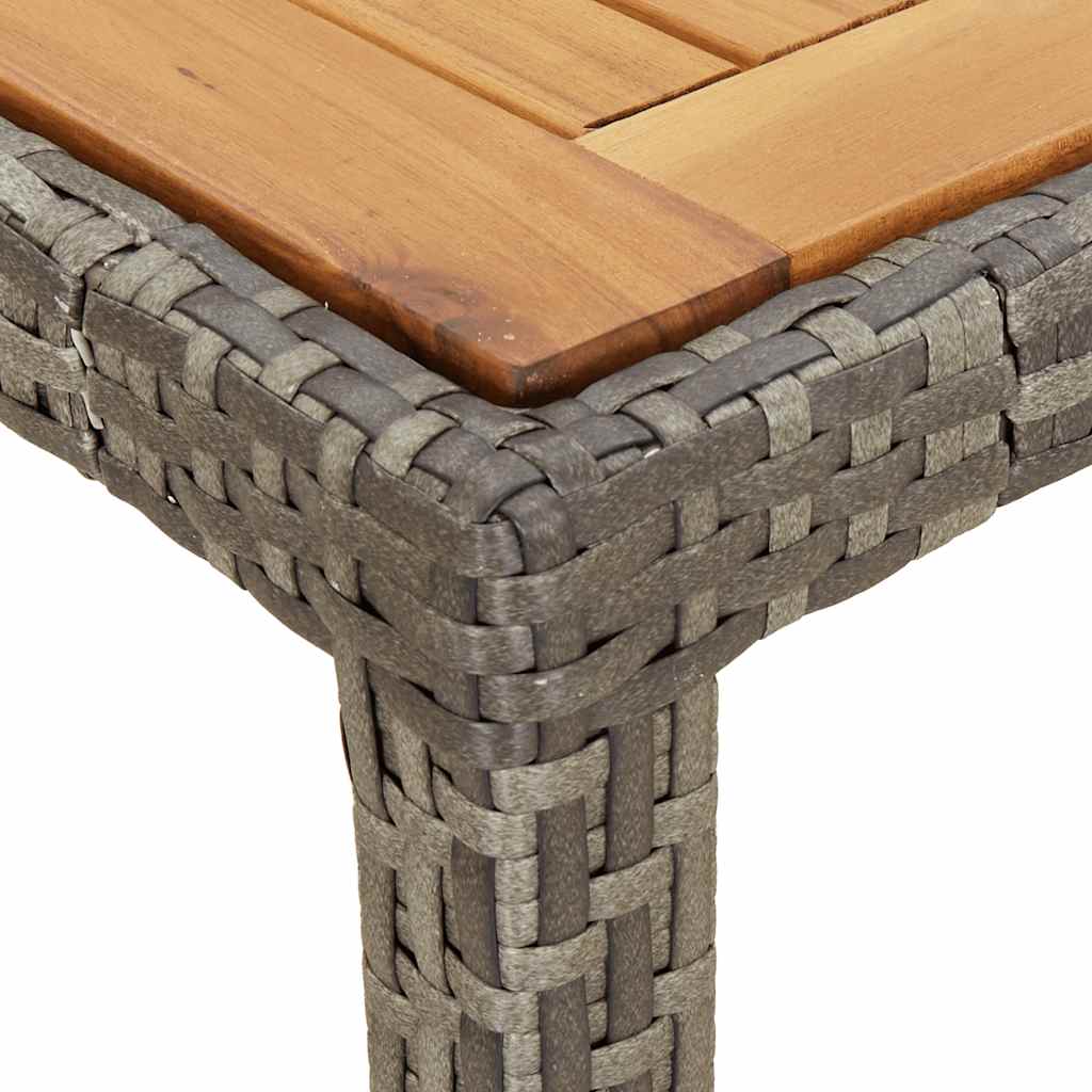 vidaXL Gartentisch 90x90x75 cm Poly Rattan und Akazienholz Grau