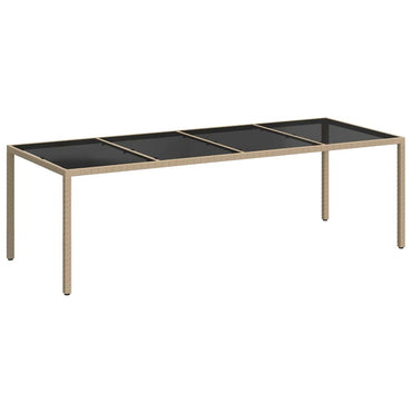 vidaXL Gartentisch Beige 250x100x75 cm Hartglas und Poly Rattan
