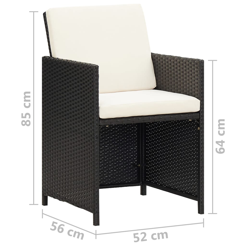 vidaXL Chaises de jardin 4 pcs Résine tressée Noir