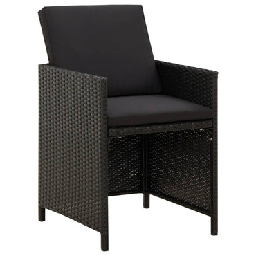 vidaXL Gartenstühle mit Kissen 4 Stk. Poly Rattan Schwarz