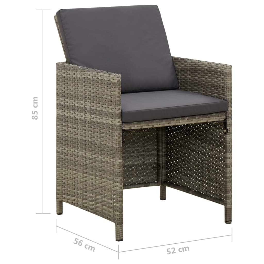 vidaXL Gartenstühle mit Kissen 4 Stk. Poly Rattan Grau
