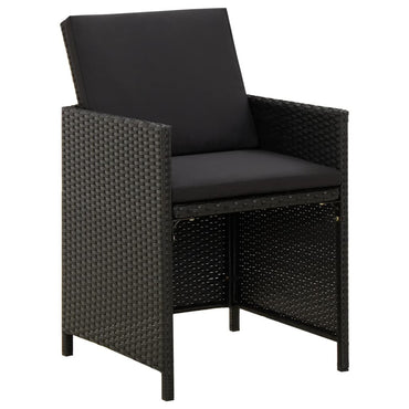 vidaXL Gartenstühle mit Kissen 2 Stk. Poly Rattan Schwarz