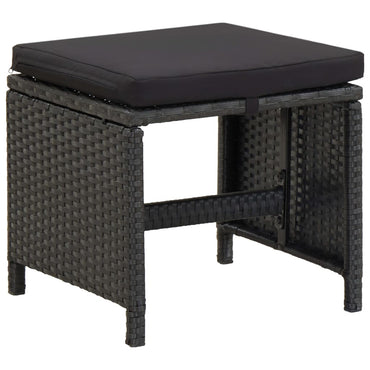 vidaXL Gartenhocker mit Kissen 2 Stk. Poly Rattan Schwarz