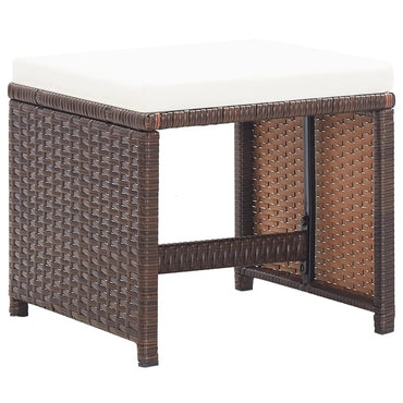 vidaXL Gartenhocker 4 Stk. mit Kissen Poly Rattan Braun