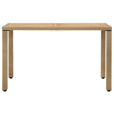 vidaXL Gartentisch Beige 123x60x74 cm Poly Rattan & Massivholz Akazie