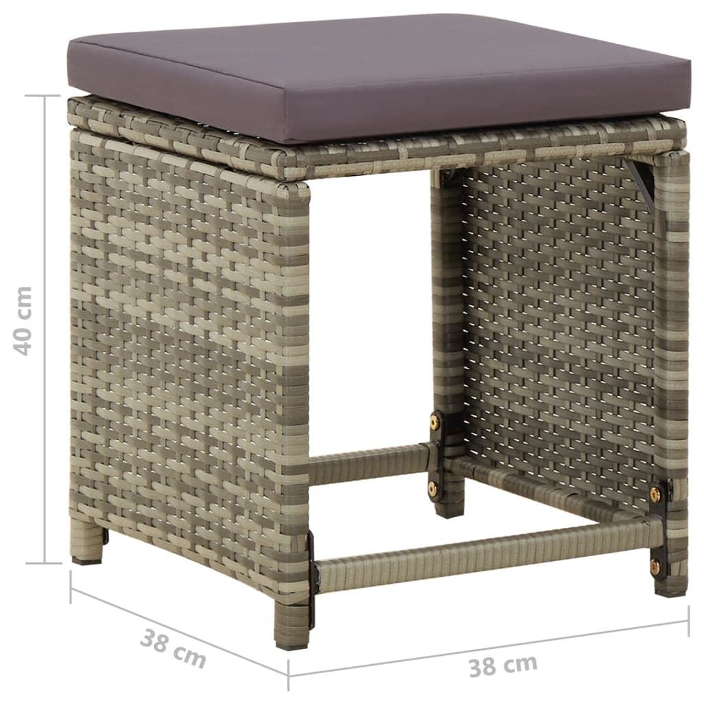 vidaXL Tabourets de jardin 4 pcs avec coussins résine tressée gris