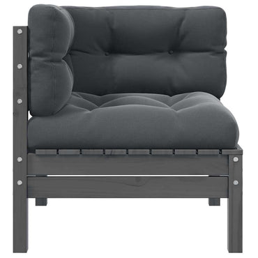 vidaXL Canapé d'angle de jardin avec coussins anthracite Gris Bois de pin massif