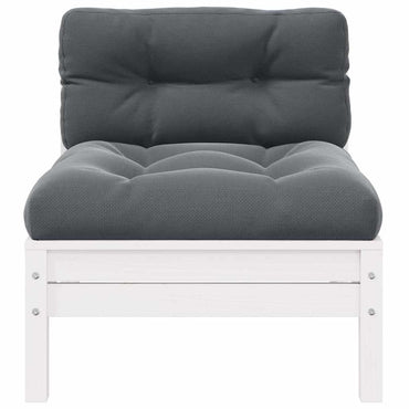 vidaXL Garten-Mittelsofa mit Kissen Weiß Massivholz Kiefer