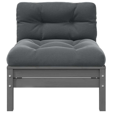 vidaXL Garten-Mittelsofa mit Anthrazit Kissen Grau Massivholz Kiefer