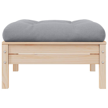vidaXL Gartenhocker mit Grauem Kissen Massivholz Kiefer
