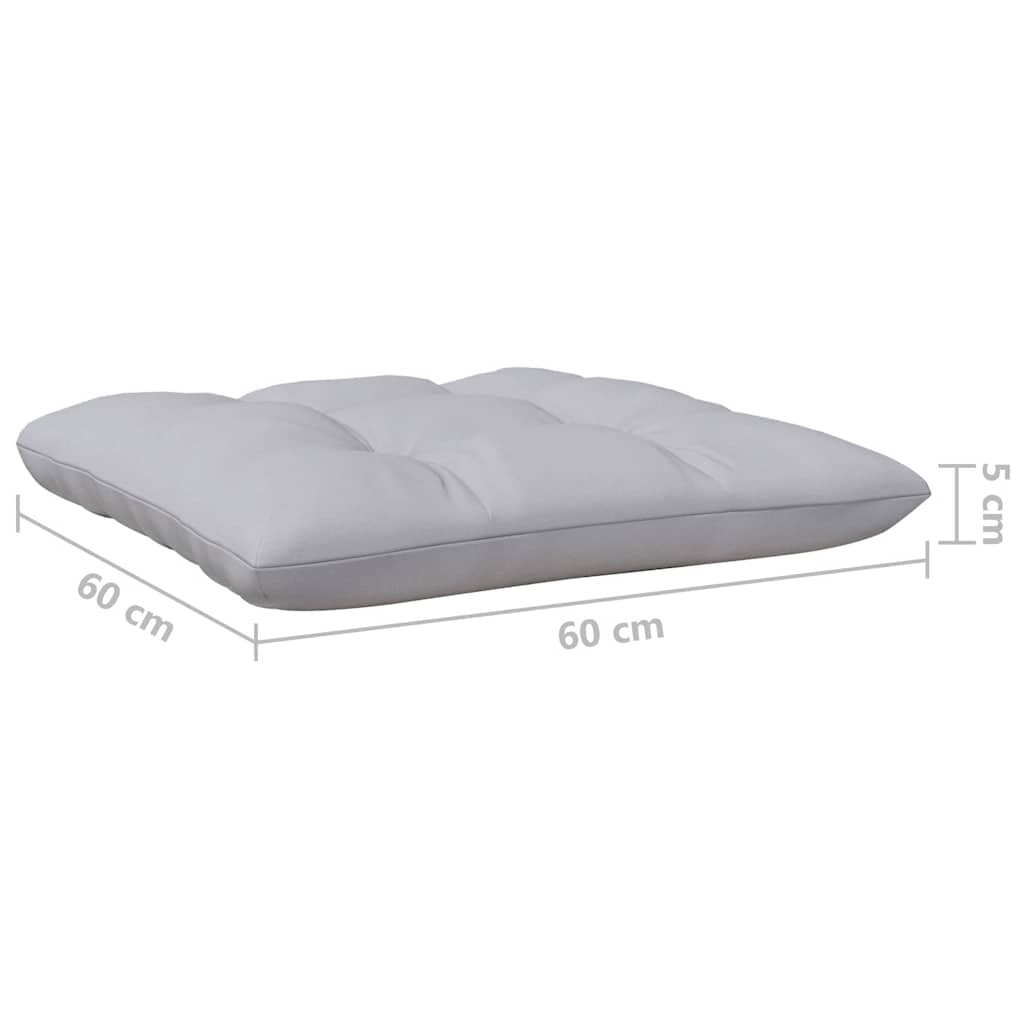 vidaXL Tabouret de jardin avec coussin gris Bois de pin massif