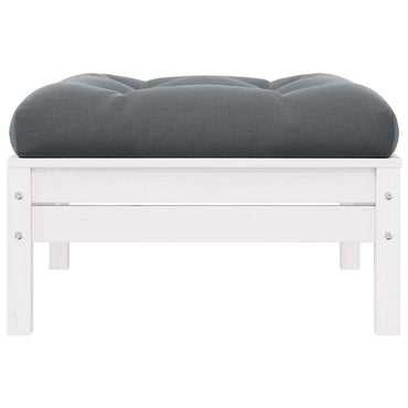 vidaXL Tabouret de jardin avec coussin anthracite Blanc Bois de pin massif