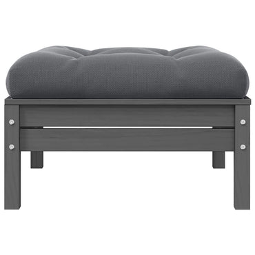 vidaXL Gartenhocker mit Kissen in Grau Massivholz Kiefer