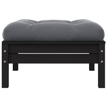 vidaXL Tabouret de jardin avec coussin anthracite Noir Bois de pin massif
