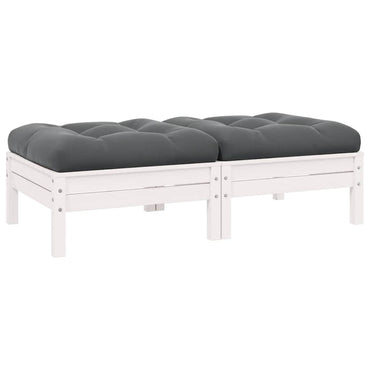 vidaXL Canapé de jardin 2 places avec coussins Blanc Bois de pin massif