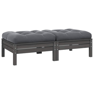 vidaXL 2-Sitzer-Gartensofa mit Kissen Grau Massivholz Kiefer