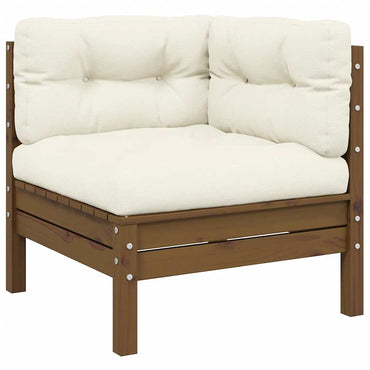 vidaXL 3-tlg. Garten-Lounge-Set mit Creme Kissen Massivholz Kiefer