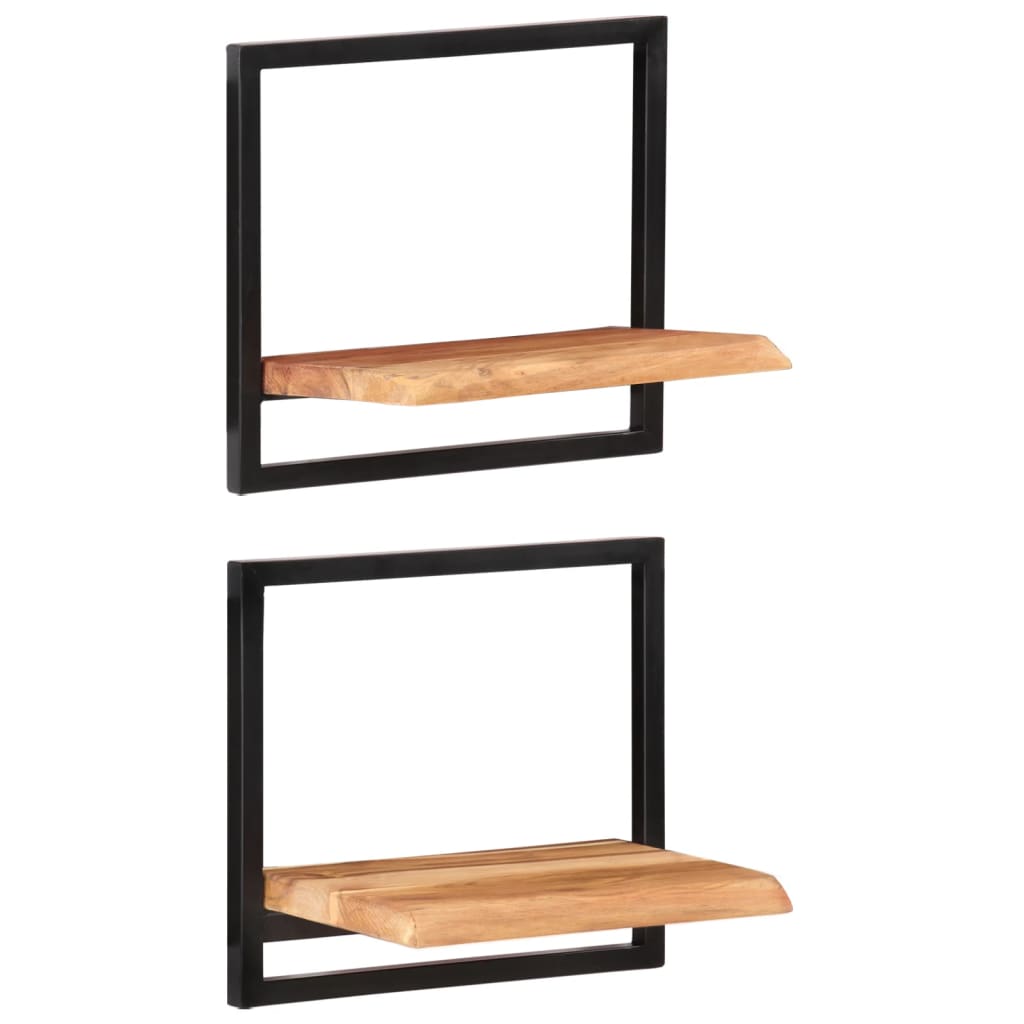 vidaXL Wandregale 2 Stk. 40x24x35 cm Massivholz Akazie und Stahl