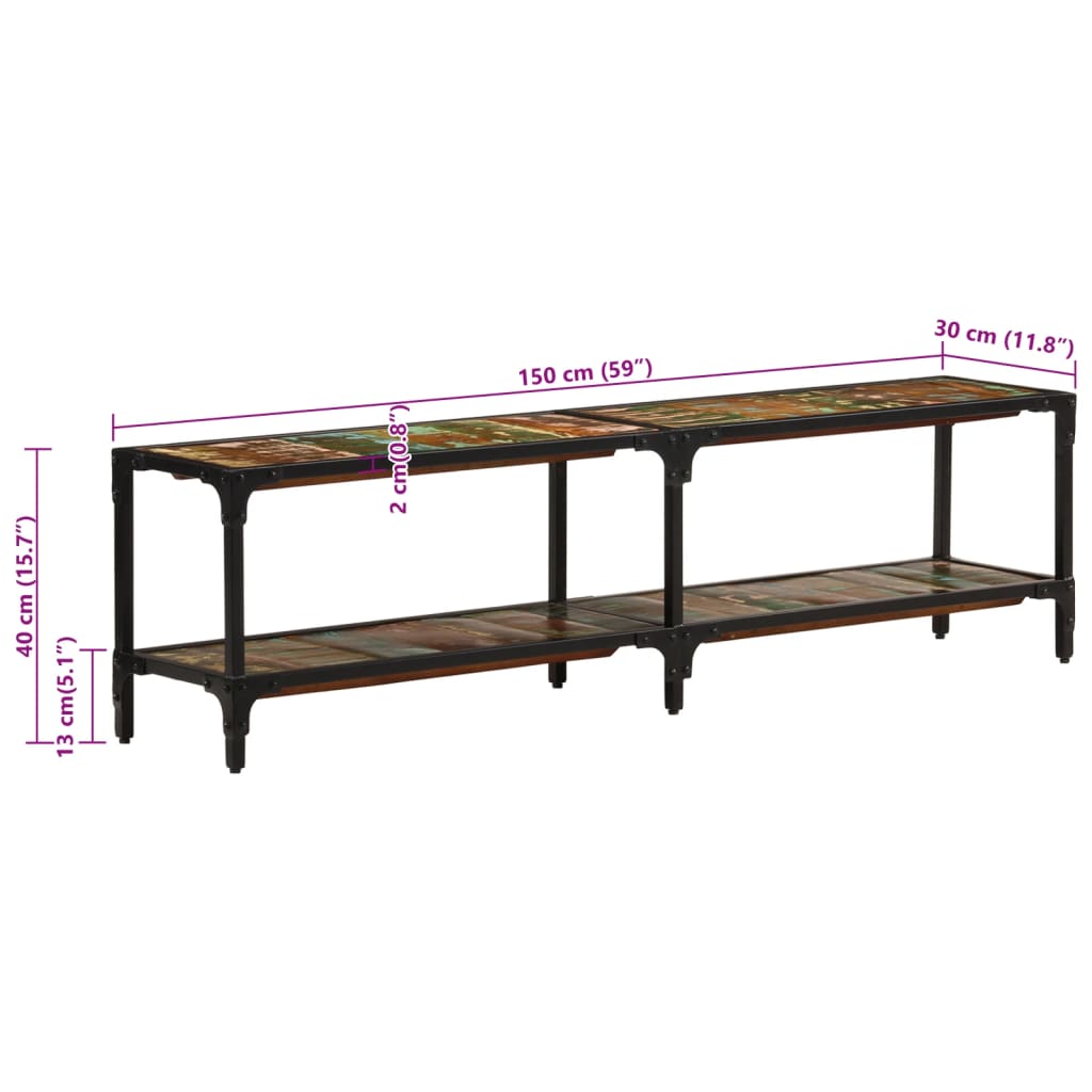 vidaXL Meuble TV 150x30x41 cm Bois de récupération massif