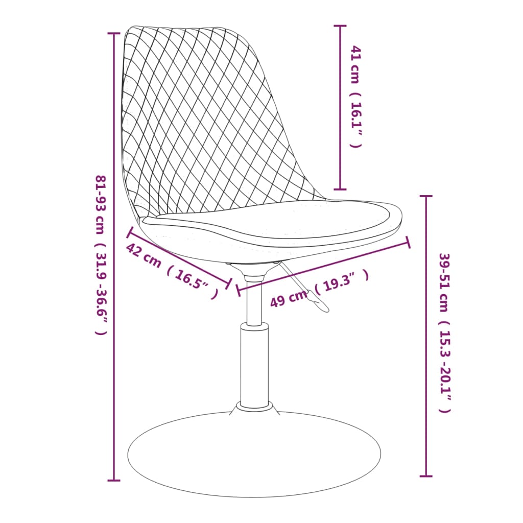 vidaXL Chaises de salle à manger 4 pcs Velours crème pivotantes