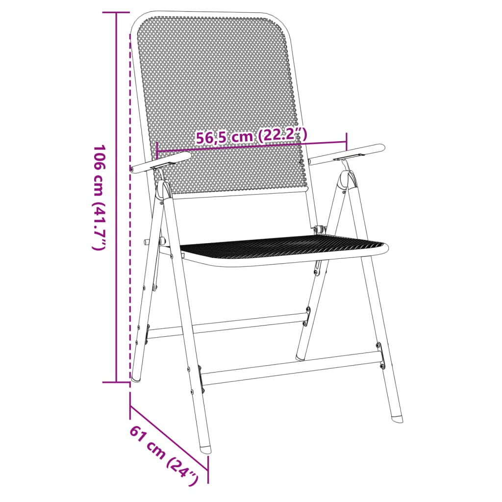 vidaXL Chaises de jardin pliantes 4 pcs. Maille étirée Anthracite
